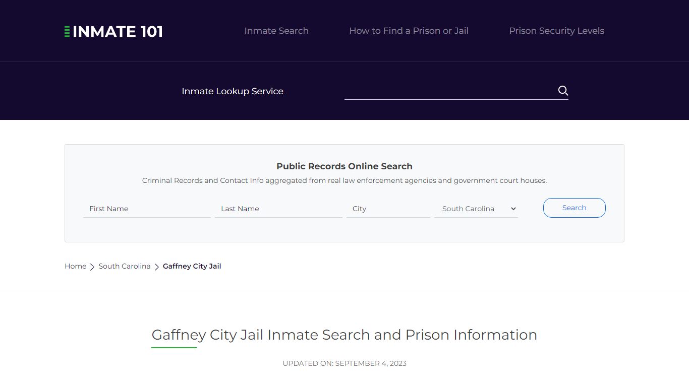Gaffney City Jail Inmate Search and Prison Information